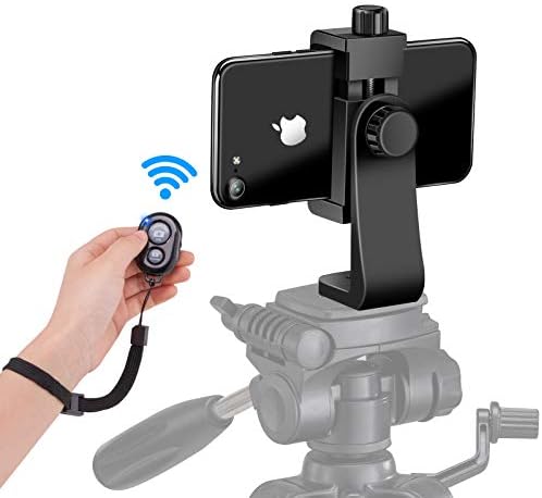 Phone Tripod Mount Adapter with Camera Remote and Wrist Strap, Universal Cell Phone Tripod Mount Holder, Swivel Design, Compatible with iPhone, Samsung, Selfie Monopod, for Taking Photos and Videos