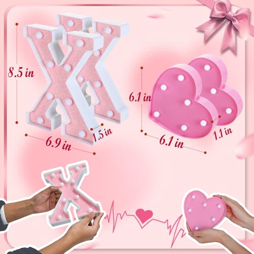 PAMASE Love Sign Letters Valentine Lights - Pink XOXO Heart Valentine Day Decorations for Romantic Special Date Night, Light Up Marquee Neon for Marriage Wedding Anniversary Honeymoon Home Decors by PAMASE - Image 7