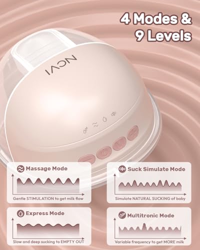 NCVI Wearable Hands Free Breast Pump, 4 Modes & 9 Levels with Multitronic Suction, Ultra-Quiet <42dB, Long Battery Life (150min), 21/24mm Flange Insert, Portable Electric Breastfeeding Pump for Moms - Image 3