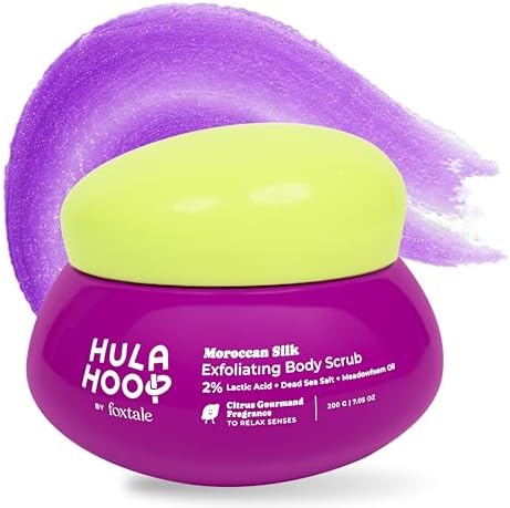 Hula Hoop Exfoliating Body Scrub by Foxtale | Smoothes Skin & Fades Tan | Dead Sea Salt + Perlite + Lactic Acid | Prevents Strawberry Skin | Hydrates & Nourishes Skin Barrier