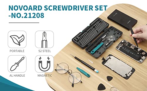 Mini Screwdriver Set With Case, Novoard Magnetic Tiny Screwdriver Kit With S2 Bits, Small Torx Star, Phillips, Flat Head, Pentalobe, Triwing Screwdriver Repair Tool Kit For Electronics, Jewelers, Etc… #TOP6