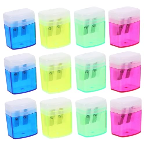DOITOOL 12 Piezas Sacapuntas pack escolar cartera escolar portàtils estojos escolares Cortar con tijeras lapices afiladores de mano portátiles herramientas para afilar lápices el plastico
