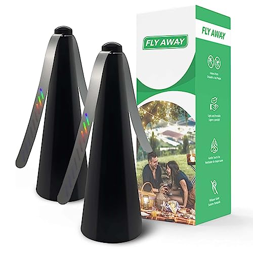 Fly Away - 2 Pack Outdoor Fly Repellent Fan, Outside Or Inside Table Use, Restaurant, Barbeque, Events, Deter Flies, Wasps, Bees, Other Moscas And Bugs Away, Battery Operated, Tabletop, Hanging Hook. #TOP11