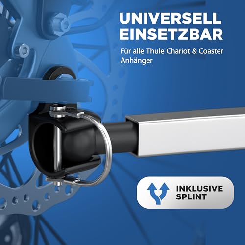 LAINFELD Anhängerkupplung für Thule Chariot & Coaster | Fahrradanhänger Kupplung mit Sicherheitspin | Einfache und schnelle Montage am Fahrrad