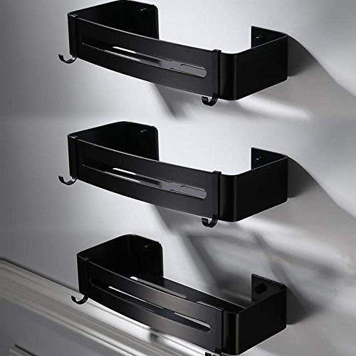 Erddcbb Bathroom Kitchen Box Container Wall Mount Storage Organizer Rack Alloy Shower Basket Shampoo Soap Cosmetic Shelves Black Bathroom Shelf (Size -3 Layer) #TOP5