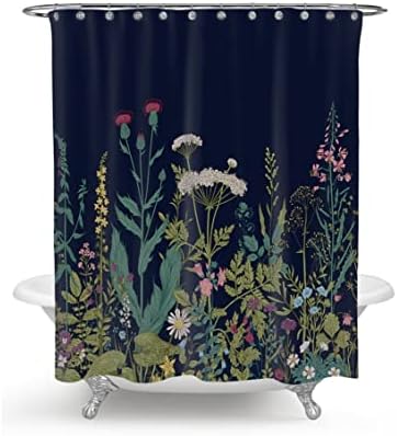 SCVBLJS Green Shower Curtain Waterproof Bathroom Bathtub Anti-Mildew Polyester Fabric Bathroom Shower Curtain Scenery leaf curtain Garden Leaf Home curtain With Hooks 180X180Cm