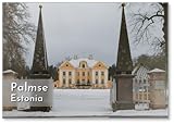 Aimant puissant à l'arrière Aimant de réfrigérateur Palmse, Estonie. Belle humeur enneigée dans la campagne estonienne. Design 1