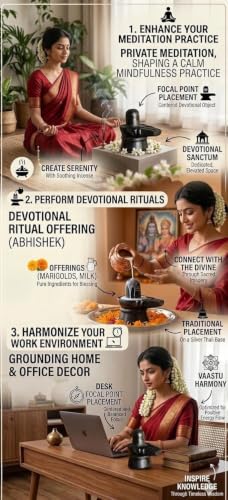Image of SAUDEEP INDIA Black Marble Shiv Ling | Shiva Lingam for Home Temple | Mahadev Shankar Bholenath Shiv Ling Idol for Pooja Home Temple Mandir (Lotus Brother Rakhi Combo)