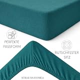 Strauss Home® Premium Spannbettlaken – 160 g/m² Gekämmte Baumwolle – Extra Hohe Steghöhe in Hotelqualität – Formstabil & Langlebig – Für Boxspringbetten bis 35 cm – 180x220-200x220cm - Petrol