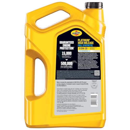Pennzoil 550046636 Platinum High Mileage Full Synthetic 0W-20 Motor Oil thumb #1