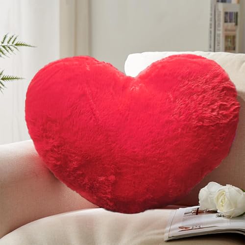 Chingcoo Herz Kissen Kuschelkissen Kuschelkissen geeignet für Wohnzimmer Sofa Schlafzimmer Bett Kissen Ästhetik 40 * 35 * 11 (Rot24)