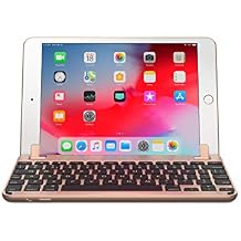 Brydge 7.9 Keyboard for iPad Mini 2019 and iPad Mini 4. Backlit, Aluminum, Bluetooth, Rotating Hinges, 180 Degree Viewing. Gold