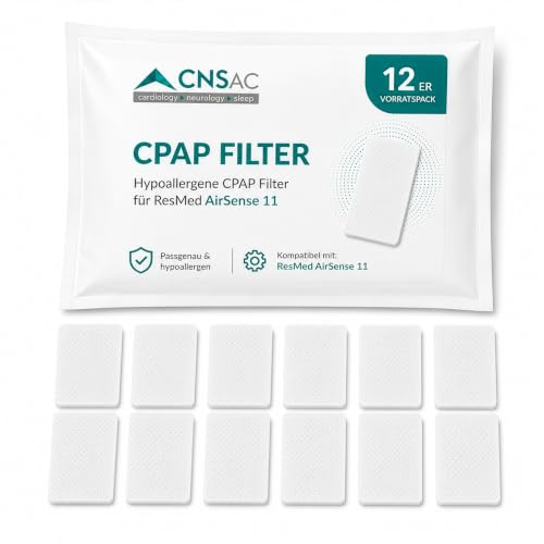 Filtres à air CPAP hypoallergéniques – Lot de 12 filtres de rechange compatibles ResMed AirSense™ 11 | Air respiré plus hygiénique, protection contre poussières et pollens, remplacement facile