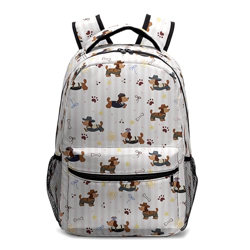 Kwlegh Dog Theme Kids Backpack for Boys Girls Lovely Dachshund Puppy Schoolbag With Chest Straps for Elementary Primary Preschool Kawaii Lightweight Kindergarten Bookbags Daypack for Travel Camping