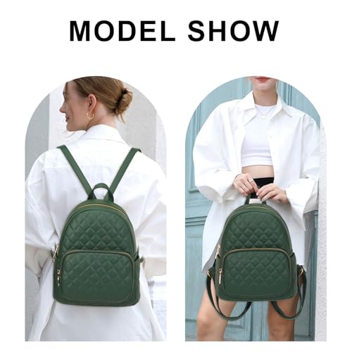 Image of Quilted Small Backpack for Women PU Leather Casual Handbag Daypack Purse | Stylish Quilted Design, water-resistant premium PU leather, matches all daily outfits, lightweight for everyday carry