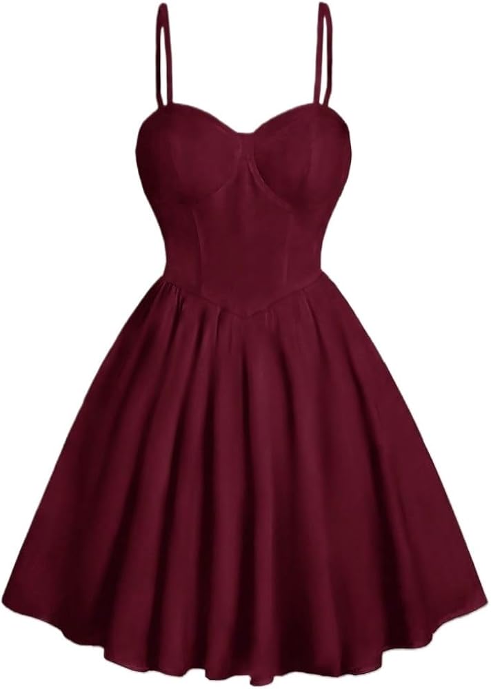 LOOBIS Women's 2025 Casual Cami Slip Dress Pleated Elegant Mini Dress  Burgundy at Amazon Women's Clothing store