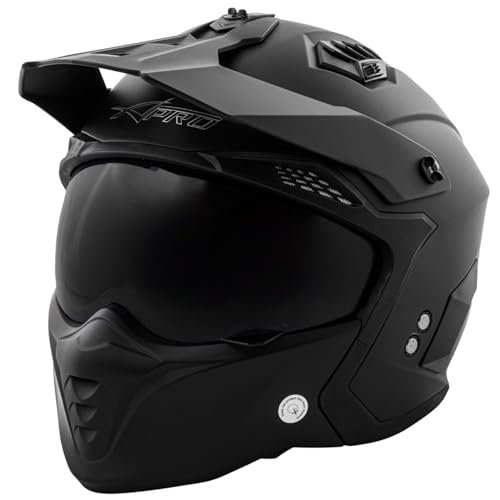 A-PRO SRL Motorrad Jet Helm Cafe Racer ECE 22-06 Sonnenblende Scooter Matt Schwarz L, 8057639302410
