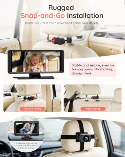 Image of LUCKVIEW BM5PRO Dual Baby Car Camera with 7.2 inch Split Screen Monitor