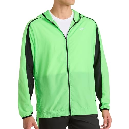 Reebok Apparel Jaqueta masculina de tecido para corrida, limão solar