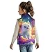 Fonplted Cat in Cloud Vest for Girls 9-10 Warm Lining Stand-Up Collar Girls Fleece Vest Lightweight Casual Winter Vests for Kids Full Zip Design Fashion Clothes for Children