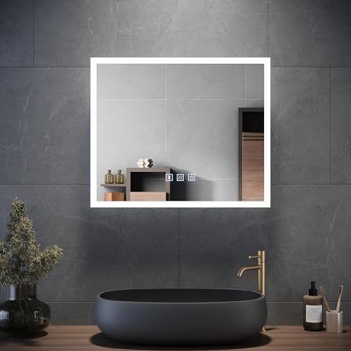 ELEGANT Bathroom Led Mirror with Shaver Socket and Bluetooth Speakers | 600 x 500 mm | Sensor Touch | Demister | Smart Illuminated LED Bathroom Mirror