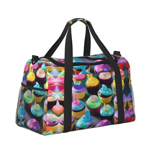 Colorful Happy Birthday Cupcakes print Personal Item Bag Large Duffel Bag Travel Bag Weekender Bag Gym Bag Tote Duffel bag3