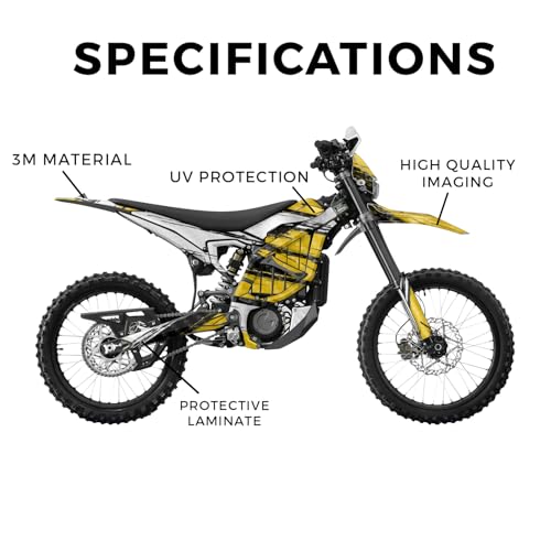 Image of Carbon Fiber Surron Ultra Bee Graphics Kit Wrap - Grunge Stripe Yellow - Sur-Ron Skin - Premium 3M Vinyl Protective Wrap Decal Cover - Easy to Apply | Crafted in The USA by MightySkins