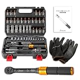 DELINQ トルクレンチ 自転車 バイク トルクレンチセット 51点セット 差込角6.35㎜（1/4インチ） 1-25N.m 校正証明書 日本語取扱説明書 自転車整備 バイク整備 日常点検 高精度工具