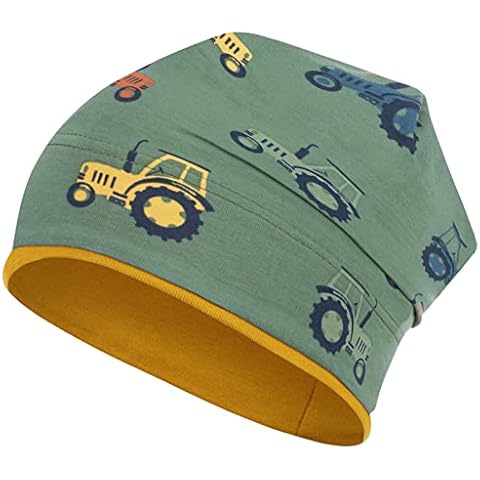 Smarilla Jungen Mütze Übergangsmütze Beanie Fahrzeuge Frühling Herbst Baumwolle, Größe: 50-52, Farbe: Traktor-Khaki Cover