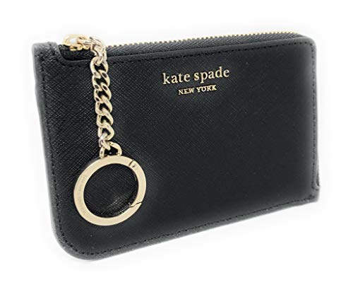 Kate Spade New York Medium L-Zip Leather Card Holder Keychain Black #TOP20