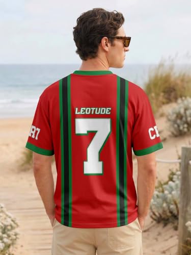 Image of LEOTUDE Men's Graphic Printed Oversized Jersey | Sports & Gym Wear | Half Sleeve Round Neck | Casual Streetwear | Loose Fit T-Shirt for Men's (Color : Green)