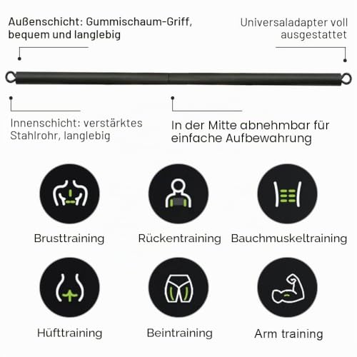 Foto von Fitnessbänder Widerstandsbänder Pilates Bar Resistance Bands Ganzkörper Trainingsbänder Pilates Stange Detachable für Home Yoga Pilates Stretching Bars Gym Fitnessgeräte Schwarz