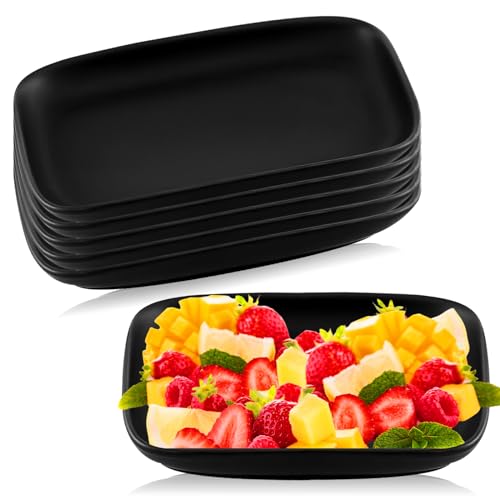 Piatti da portata – piatti da torta, colore nero, 15,5 x 9,1 cm, 6 piatti antipasti, piatti per sushi, piatti da dessert, piatti da portata, piatti da colazione, piccoli piatti piani, piatti mezzati