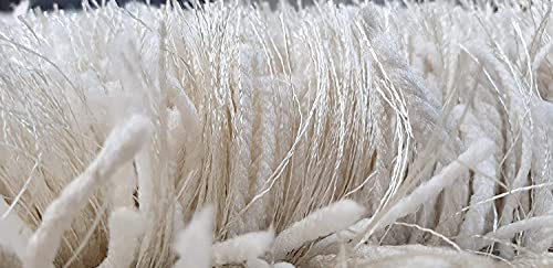 Image of Premium Round Shaggy Carpet Plain Fur Rugs Bedroom and Living Room 6x6 Feet Microfiber & Polyster Modern Interior Floor Mat Ivory