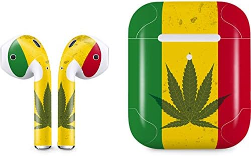 Skinit Decal Audio Skin Compatible with Apple AirPods 2 - Marijuana Rasta Flag Design