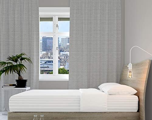 Fitted sheet 300 Thread Count White Satin Stripe 100% Egyptian cotton Hotel Quality (Single)