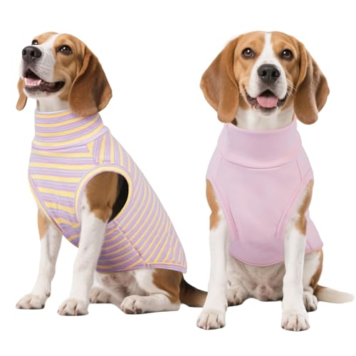 Kuoser 2 Pack Dog Sweater, Soft Dog Sweaters for Small Medium Large Dogs, Sleeveless Pet Fleece Vest,Puppy Pullover Sweatshirt for Boys & Girls, Turtleneck Dogs Winter Coat Clothes