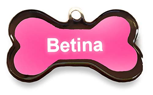 Placa de identificação Pet Personalizada - Osso Médio - Pink/Branco