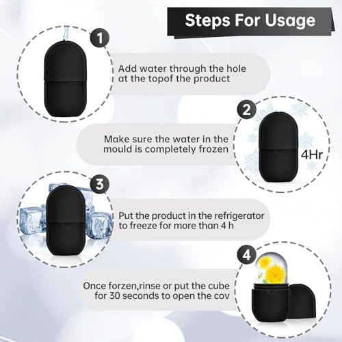 IMEASY Ice Roller for Face and Eye, Ice Face Roller, Ice Roller Skin Care Tools , Preppy Cute Silicone Ice Mold Stuff for Beauty(Black)