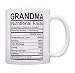 Mothers Day Gifts for Grandma Nutritional Facts Label Funny Gifts for Grandma Gag Gift Coffee Mug Tea Cup White