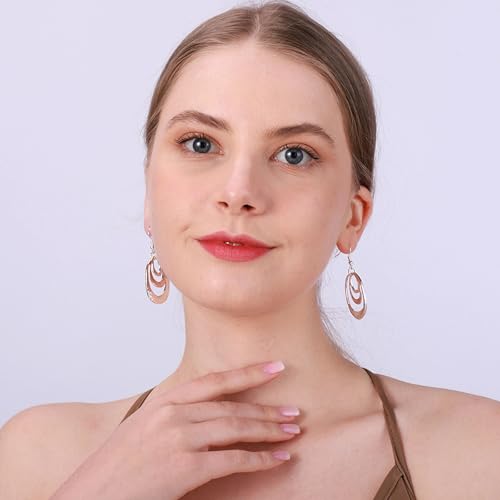 Hypoallergenic Sterling Silver Circle Dangle Earrings Geometric Boho Style Jewelry for Women Bohemian Lightweight Dangling Gift2