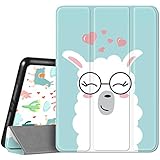 Hepix iPad 9th 8th 7th Generation Case iPad 10.2 Case 2021 2020 2019 Lama Alpaca with Pencil Holder, Cute Llama Shockproof Protective Cover Auto Sleep Wake for A2270 A2428 A2429 A2197 A2198 A2200