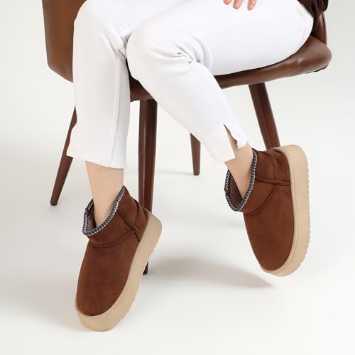 Image of CASSIEY Comfortable Indoor /Outdoor Winter Snow Boot |Womens Slip on Shoes |Girls Winter Fur Shoes