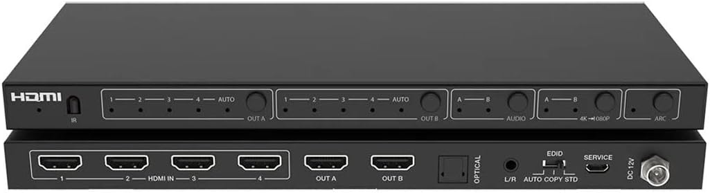 DVDO 4x2 4K HDMI 18Gbps Matrix Switcher with Audio Outputs, Black