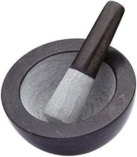 MasterClass KitchenCraft Large Mortar and Pestle Set, Stone, Black, 20 x 12 cm, Black / Grey