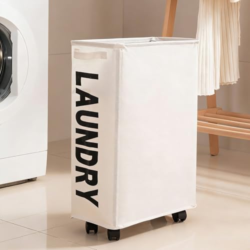Image of Laundry Basket with Wheels,Foldable Dirty Clothes Laundry Basket,Big Basket for Clothes & Toys Storage,Oxford Storage Basket,Medium,40L
