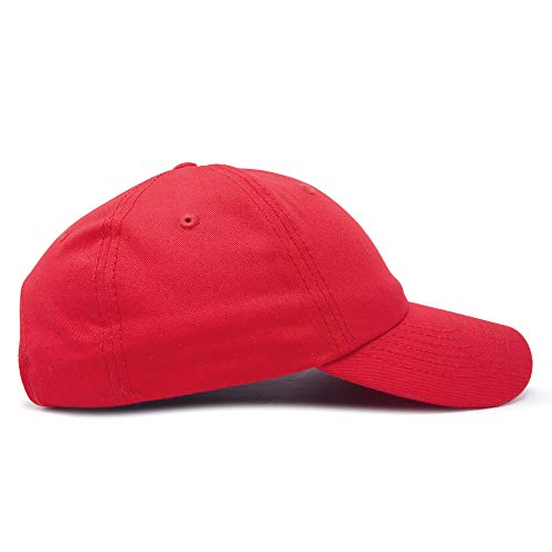 Dalix Unisex Unstructured Cotton Cap Adjustable Plain Hat, Red #TOP6