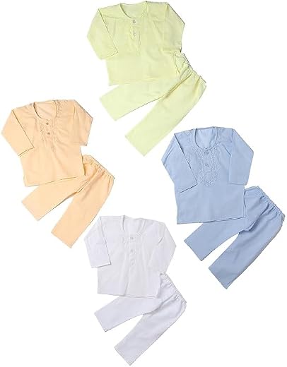 Chiclift Baby Boys Cotton Kurta Pajama Set | Soft Comfortable Ethnic Wear for Kids | White, Full Sleeve Traditional Outfit...