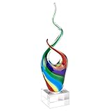 Badash Rainbow Murano-Style Art Glass Centerpiece - 14' Tall Mouth-Blown Glass Sculpture on Crystal...