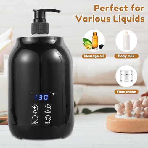 FALESOUL Oil Warmer for Massage, Massage Lotion Warmer Dispenser, Body Oils Heater for Spa, Salon and Barber Shops, with 2 Oil Bottle Dispenser, Temperature Adjustable - Thumbnail 4